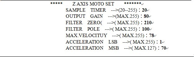 Z AXIS MOTO SET